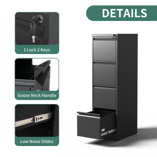 #YJH-4 4 Drawer Metal Filing Cabinet -Black