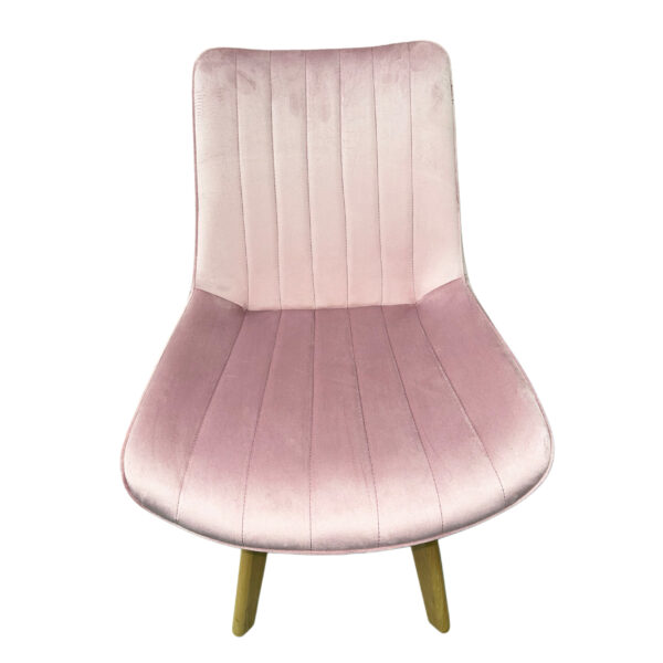 #C-413 Pink Striped Fabric Accent Chair - Image 2