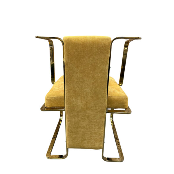 #CH 12-14 Burnt Yellow Fabric Decorative Accent Chair with Gold Metal Frame - Image 2