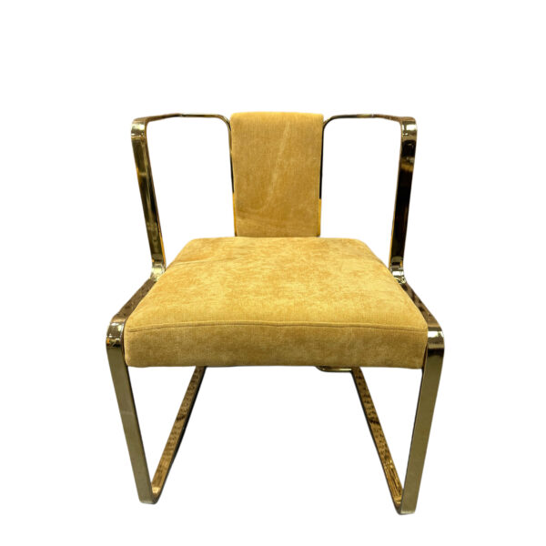 #CH 12-14 Burnt Yellow Fabric Decorative Accent Chair with Gold Metal Frame - Image 4