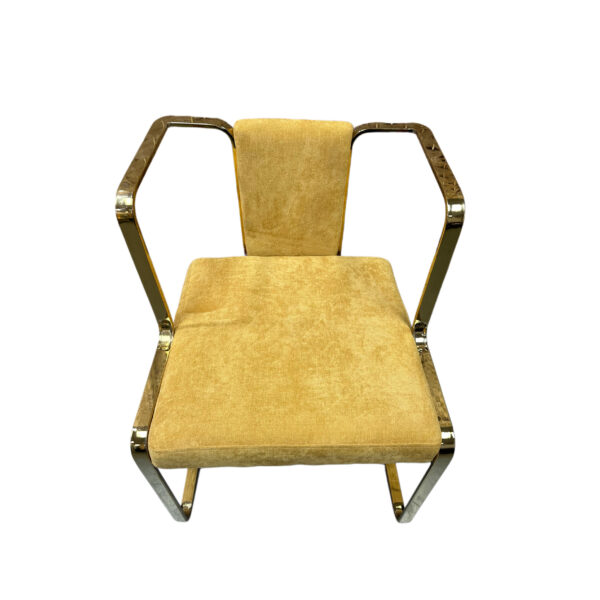 #CH 12-14 Burnt Yellow Fabric Decorative Accent Chair with Gold Metal Frame