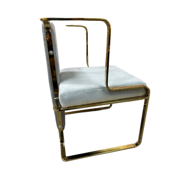 #CH 12-14 Grey Fabric Decorative Accent Chair with Gold Metal Frame - Image 3