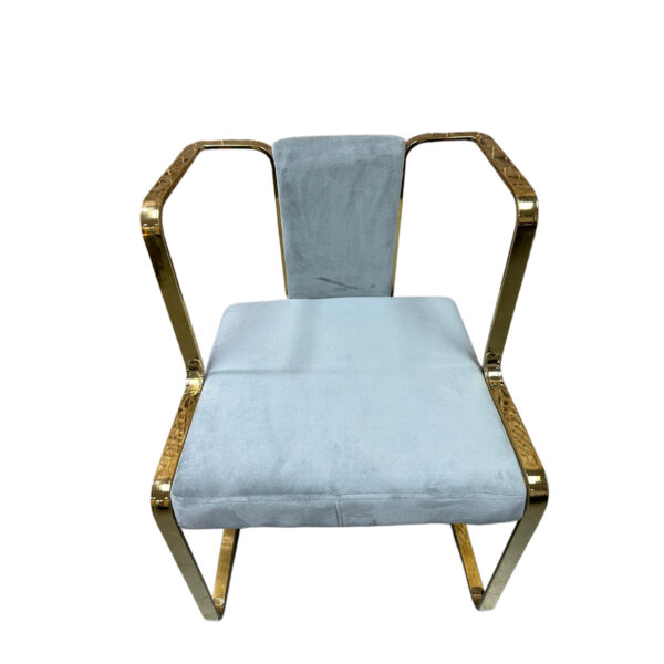 #CH 12-14 Grey Fabric Decorative Accent Chair with Gold Metal Frame - Image 2