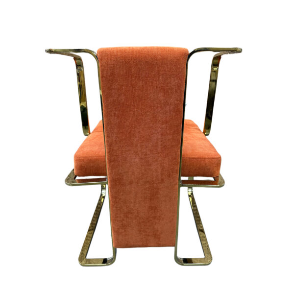 #CH 12-14 Burnt Orange Fabric Decorative Accent Chair with Gold Metal Frame - Image 4