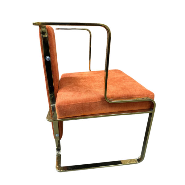 #CH 12-14 Burnt Orange Fabric Decorative Accent Chair with Gold Metal Frame - Image 3