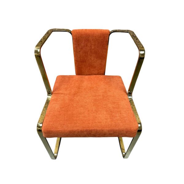 #CH 12-14 Burnt Orange Fabric Decorative Accent Chair with Gold Metal Frame