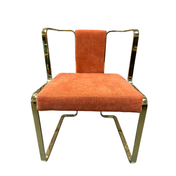 #CH 12-14 Burnt Orange Fabric Decorative Accent Chair with Gold Metal Frame - Image 2