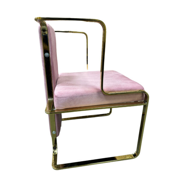 #CH 12-14 Pink Fabric Decorative Accent Chair with Gold Metal Frame - Image 4