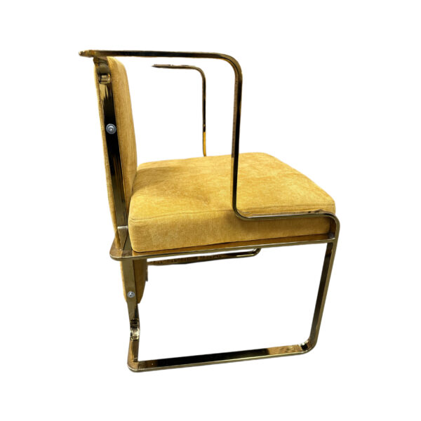 #CH 12-14 Burnt Yellow Fabric Decorative Accent Chair with Gold Metal Frame - Image 3