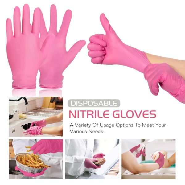 #NG 01-01 Pink Disposable 100PC Nitrile Gloves - Image 2