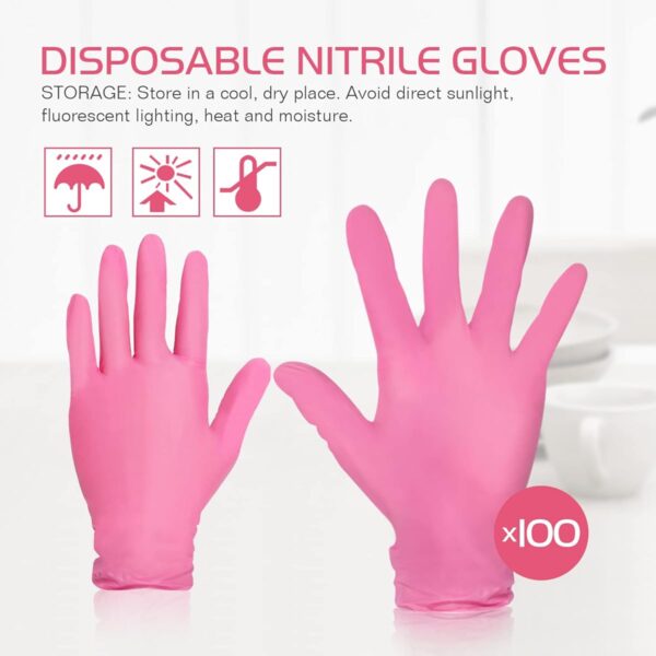 #NG 01-01 Pink Disposable 100PC Nitrile Gloves - Image 7