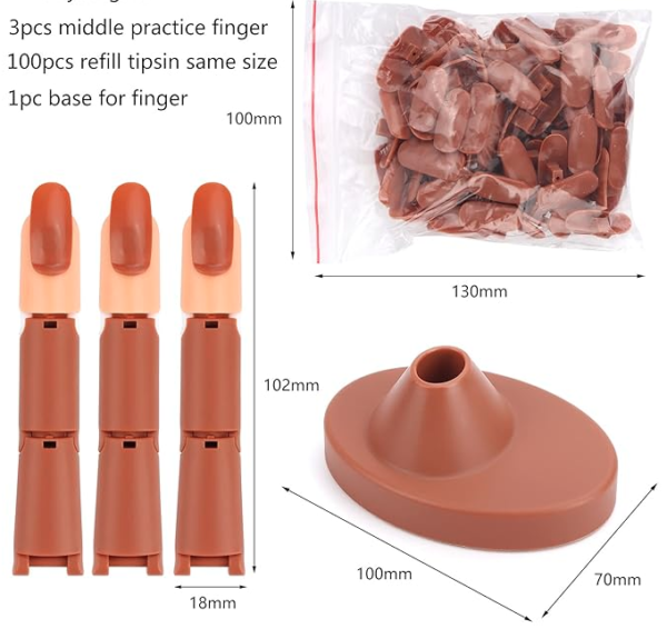 NG01-23 - 3PC Practice Fingers & 100PC Nail Tips Set - Image 2