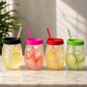 #NG 02-15 Clear 16oz Plastic Tumbler Cup with Straw