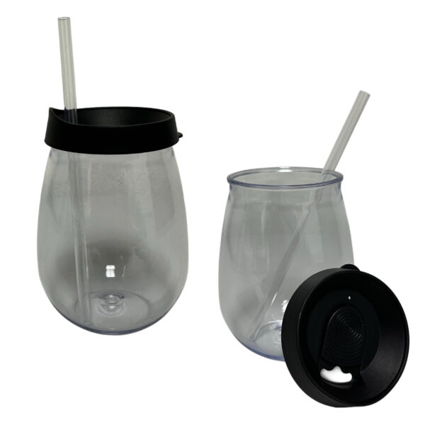 #NG 02-15 Clear 16oz Plastic Tumbler Cup with Straw - Image 8