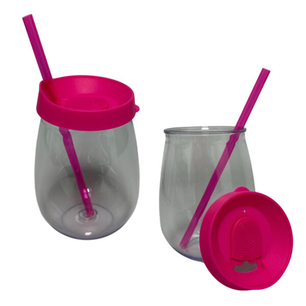#NG 02-15 Clear 16oz Plastic Tumbler Cup with Straw - Image 9