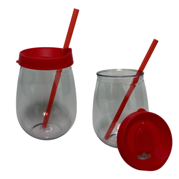 #NG 02-15 Clear 16oz Plastic Tumbler Cup with Straw - Image 10