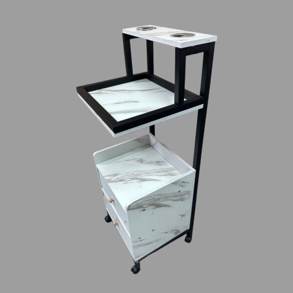 #WR 01-13 2 Drawer Black Metal Frame Salon Trolley