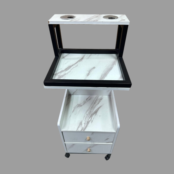 #WR 01-13 2 Drawer Black Metal Frame Salon Trolley - Image 2