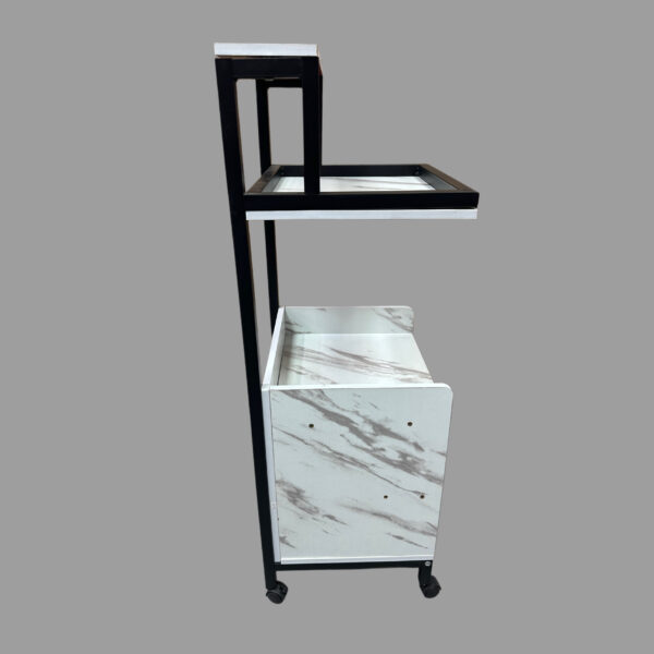 #WR 01-13 2 Drawer Black Metal Frame Salon Trolley - Image 4