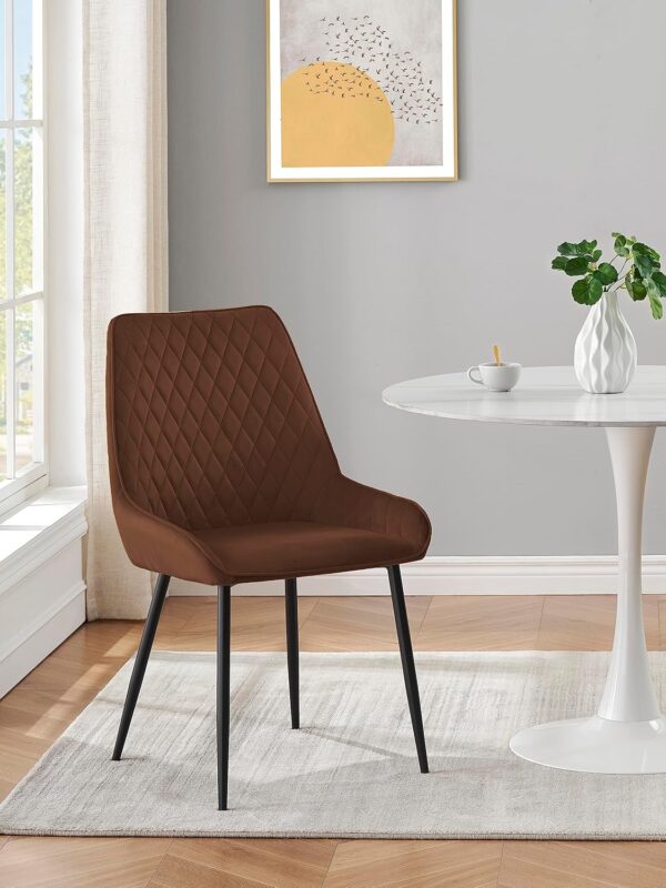 #CH 02-12 Velvet Accent Chair - Dark Brown - Image 5