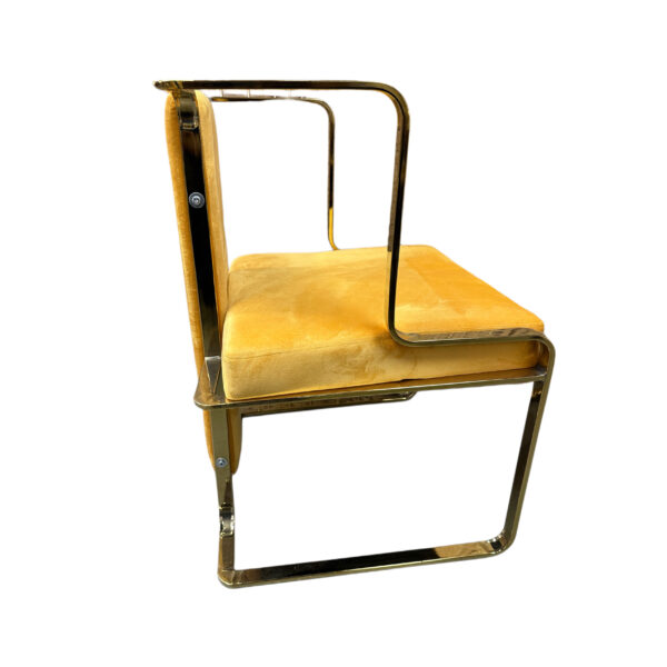 #CH 12-14 Yellow Fabric Decorative Accent Chair with Gold Metal Frame - Image 3