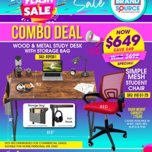 Combo Deal: #DYD01 Metal & Wood Study Desk & Simple Mesh Student Chair