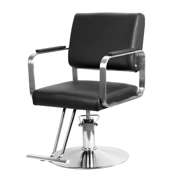 #BL 03-01 Black Leatherette Salon Chair with Chrome Frame - Image 2