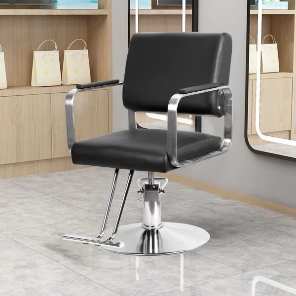 #BL 03-01 Black Leatherette Salon Chair with Chrome Frame