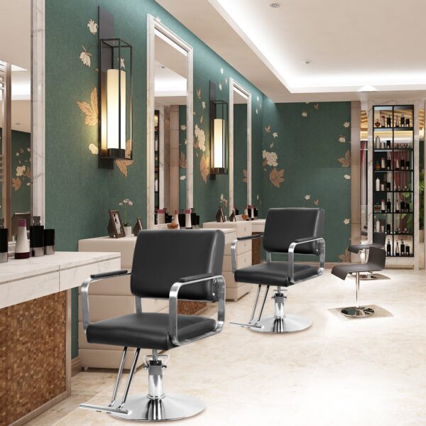 #BL 03-01 Black Leatherette Salon Chair with Chrome Frame - Image 3