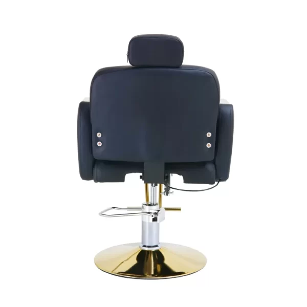 #BL 03-09 Black Leatherette Salon Chair with Reclining Backrest - Gold Frame - Image 3