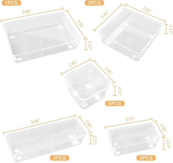 #SN 01-13 16PC Clear Plastic Drawer Organizer Set - Dotted Base - Image 8