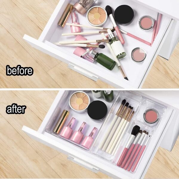 #SN 01-13 16PC Clear Plastic Drawer Organizer Set - Dotted Base - Image 4