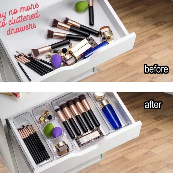 #SN 01-13 16PC Clear Plastic Drawer Organizer Set - Dotted Base - Image 5