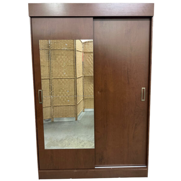 Rubi 2 Sliding Doors Wardrobe with Mirror - Jacaranda Finish