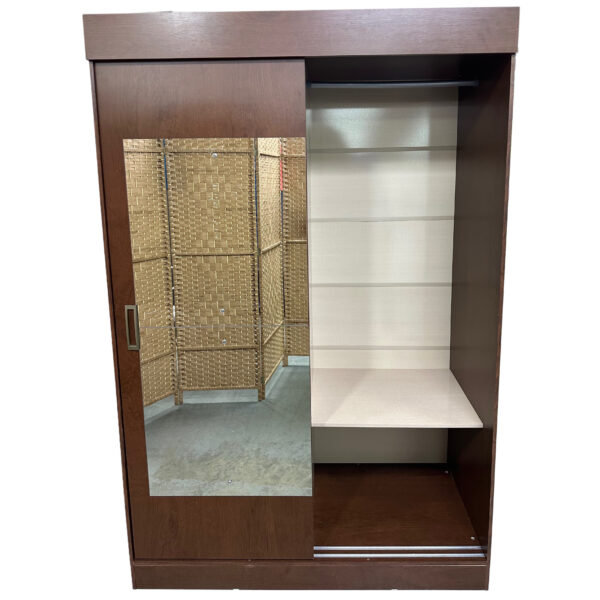 Rubi 2 Sliding Doors Wardrobe with Mirror - Jacaranda Finish - Image 3