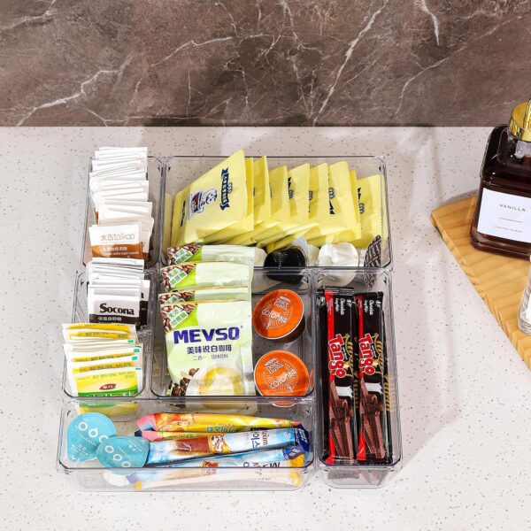 #SN 01-14 16PC Clear Plastic Drawer Organizer Set - Striped Base - Image 4