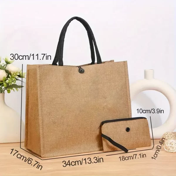 Printed Jute Tote Bag with Mini Cosmetic Pouch - Scrubs - Image 7