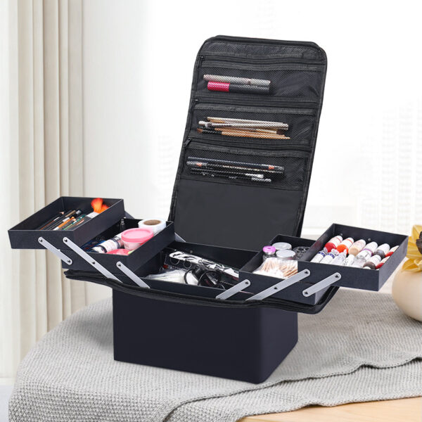 #MB 01-01 Multi-use Fabric Cosmetic Bag - Black - Image 6