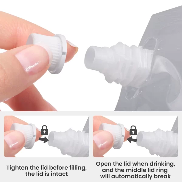 #WH 02-01 Disposable 500ML Clear Drink Spout Pouches - 12 Packs (144PCS) - Image 8
