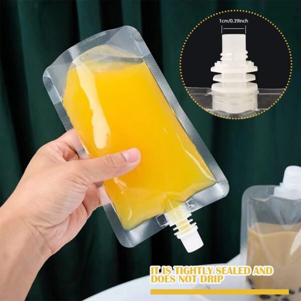 #WH 02-01 Disposable 500ML Clear Drink Spout Pouches - 12 Packs (144PCS) - Image 2