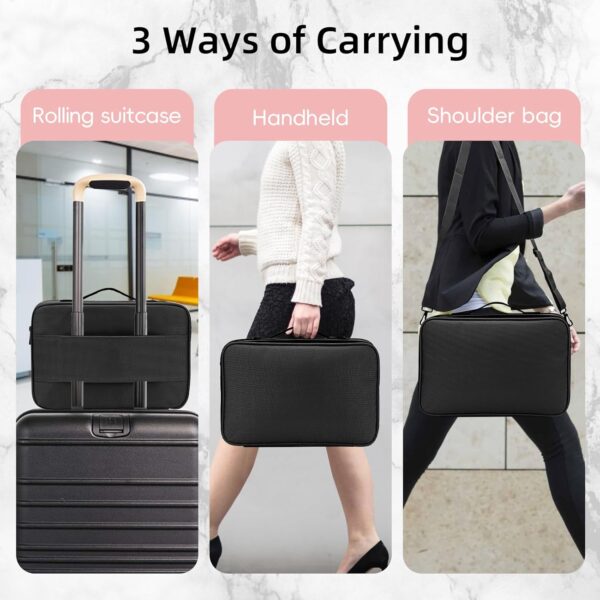 #MB 01-02 Small 13.5" Multi-use Fabric Cosmetic Case – Black - Image 4