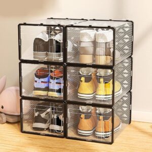 #SR 06-07 6PC Plastic Stackable Shoe Boxes - Black