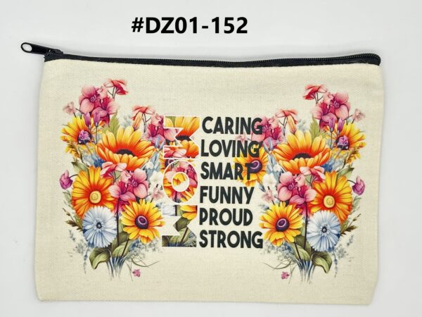 Printed 8" x 5.5" Cosmetic Canva Pouch - Image 17