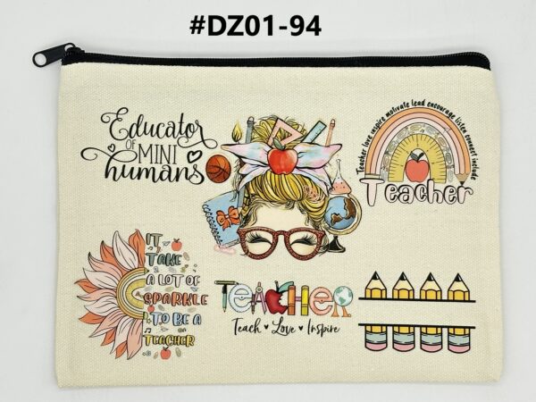 Printed 8" x 5.5" Cosmetic Canva Pouch - Image 14