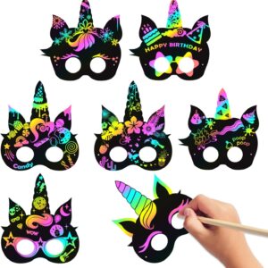 #GH 01-274 12PCS DIY Scratch to Colour Unicorn Masks Set