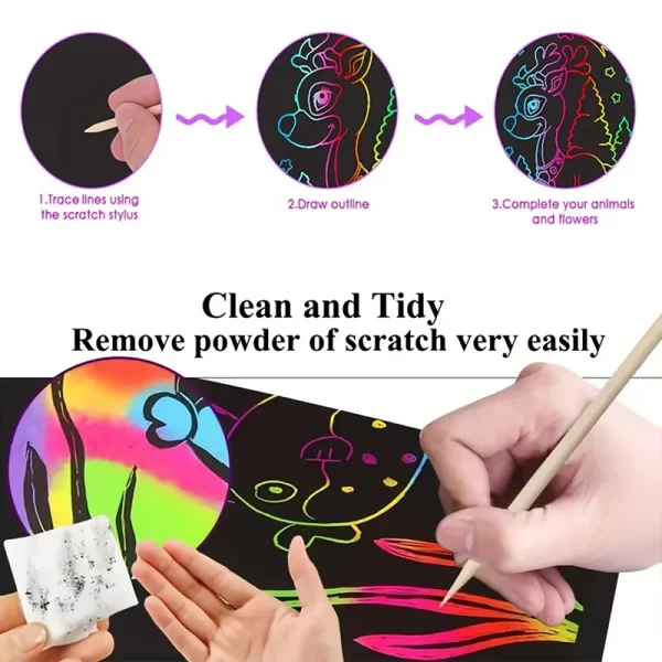 #GH 01-297 50PCS DIY Scratch to Colour Notes Card Set - Image 4