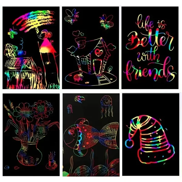 #GH 01-297 50PCS DIY Scratch to Colour Notes Card Set - Image 3