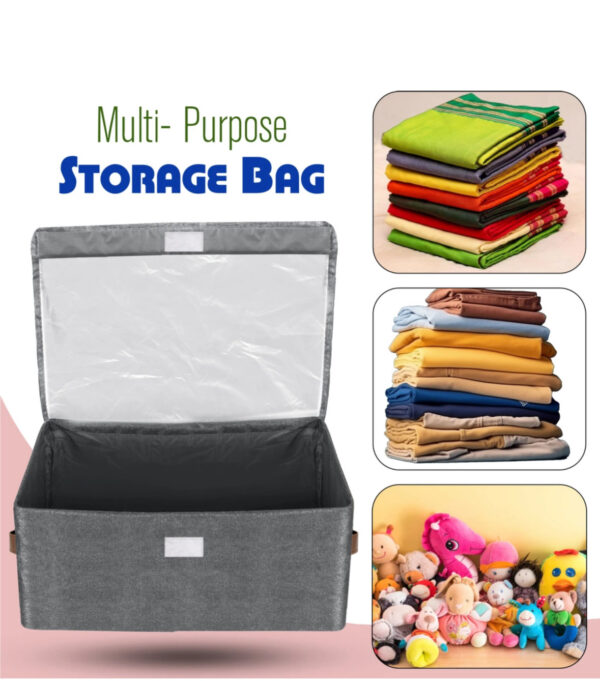 #XP 01-104 Grey Fabric Storage Box with Transparent Lid - 3PCS for $100.00 - Image 2