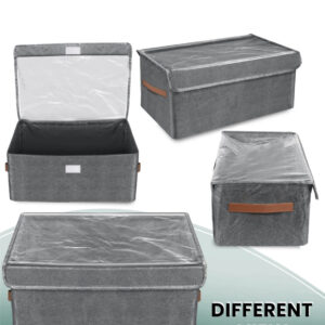 #XP 01-104 Grey Fabric Storage Box with Transparent Lid - 3PCS for $100.00