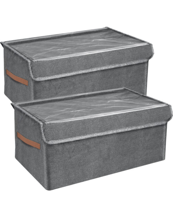#XP 01-104 Grey Fabric Storage Box with Transparent Lid - 3PCS for $100.00 - Image 4